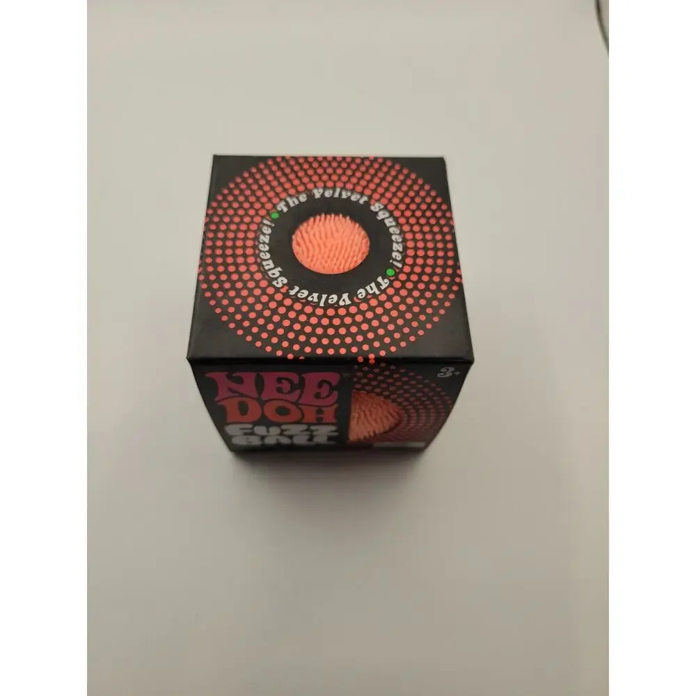 Needoh FUZZ BALL Flower Power Nee Doh Squish Stress Ball NEE-DOH Fuzzball Orange